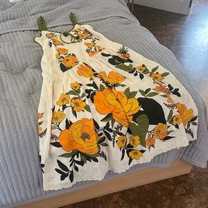 FARM Rio Cream Dress with Green Trim